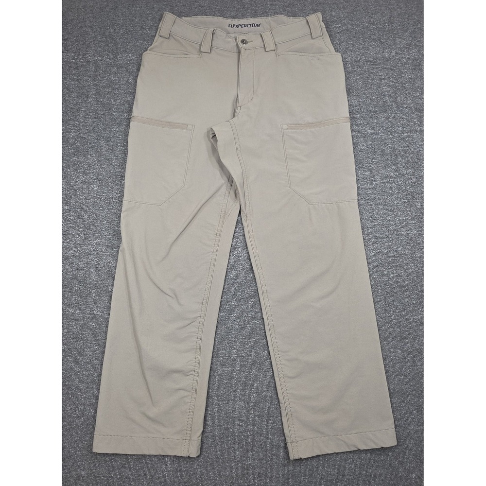 Duluth Trading Pants Mens 34x30 Gray Flexpedition Relaxed Fit Stretch Zip Pocket